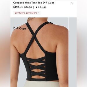 4 Women's Halara tops, cross back Size medium (D-F cups) Black/White/Pink/Green